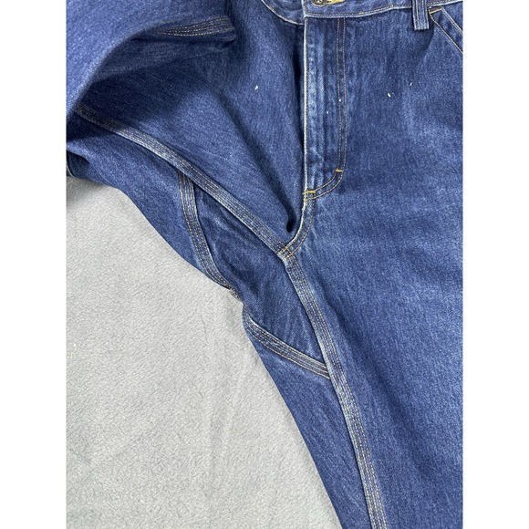 Duluth Trading Co. Carpenter Jeans Men 40x30 Tag 38W Blue Denim Double Knee - Picture 3 of 7